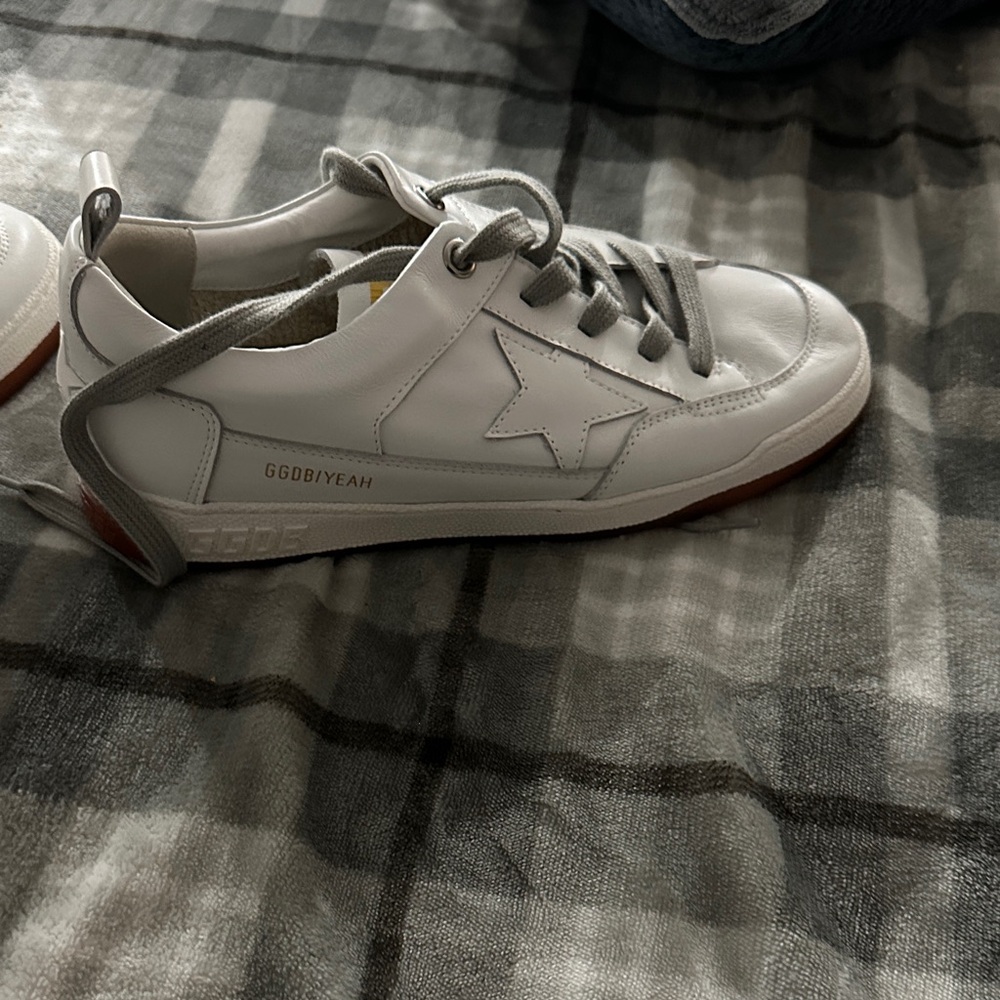 Golden Goose White and Gray Sneakers with Star Accent